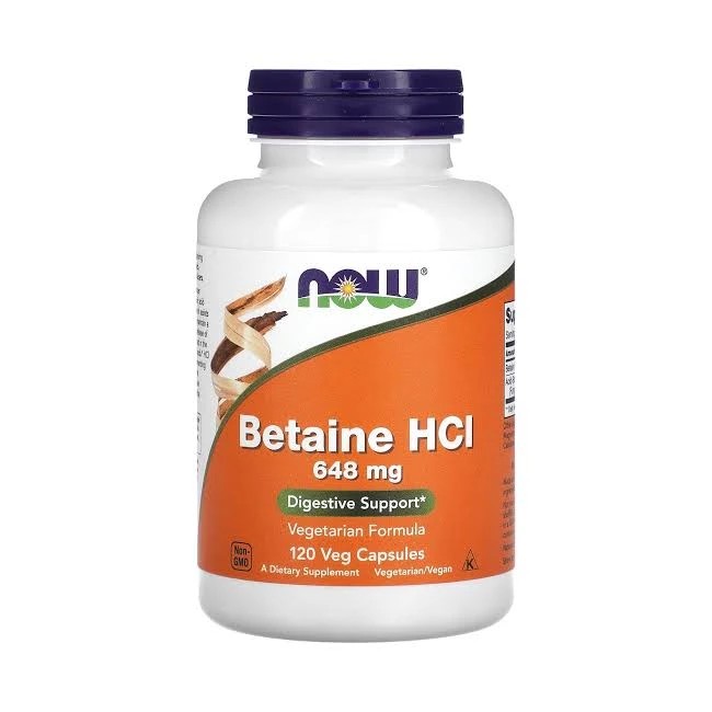 Now Betaine HCL 648mg digestives 120caps